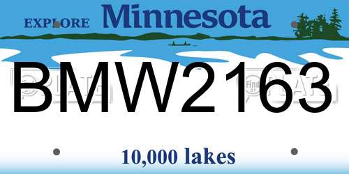 BMW2163 Minnesota License Plate