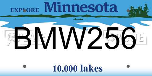 BMW256 Minnesota License Plate