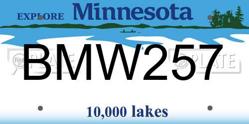BMW257 Minnesota License Plate