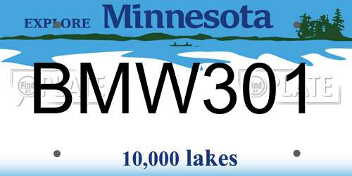 BMW301 Minnesota License Plate
