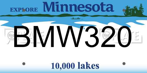 BMW320 Minnesota License Plate