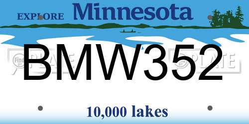 BMW352 Minnesota License Plate