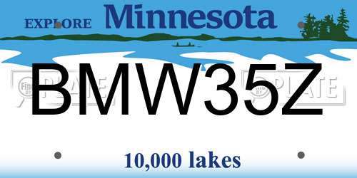 BMW35Z Minnesota License Plate
