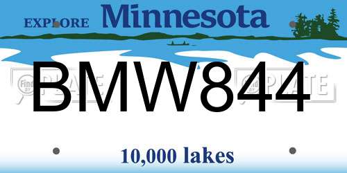 BMW844 Minnesota License Plate