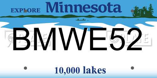 BMWE52 Minnesota License Plate