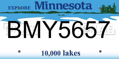 BMY5657 Minnesota License Plate