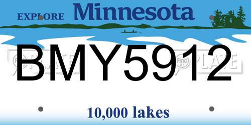 BMY5912 Minnesota License Plate