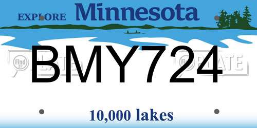 BMY724 Minnesota License Plate