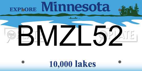 BMZL52 Minnesota License Plate