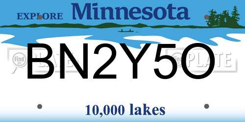 BN2Y5O Minnesota License Plate