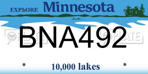 BNA492 Minnesota License Plate