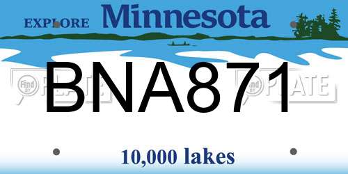 BNA871 Minnesota License Plate