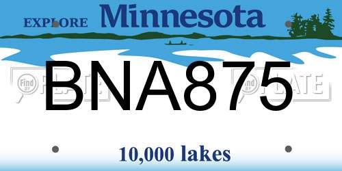 BNA875 Minnesota License Plate