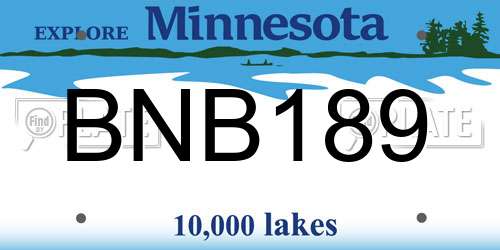 BNB189 Minnesota License Plate
