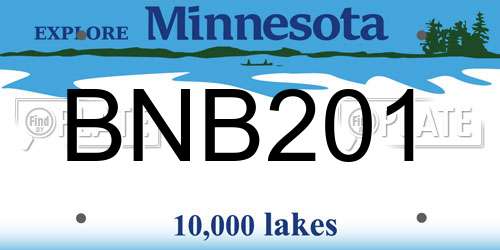 BNB201 Minnesota License Plate