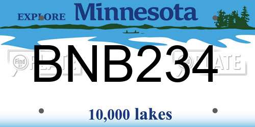 BNB234 Minnesota License Plate