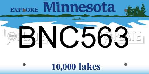 BNC563 Minnesota License Plate