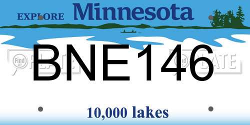 BNE146 Minnesota License Plate