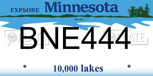 BNE444 Minnesota License Plate