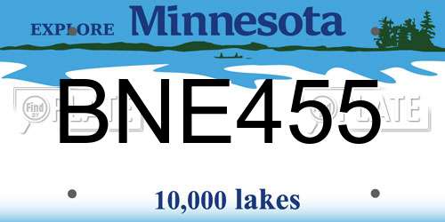 BNE455 Minnesota License Plate