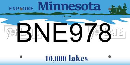 BNE978 Minnesota License Plate