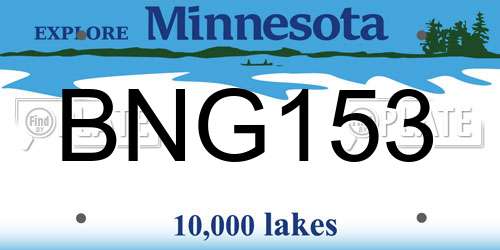 BNG153 Minnesota License Plate