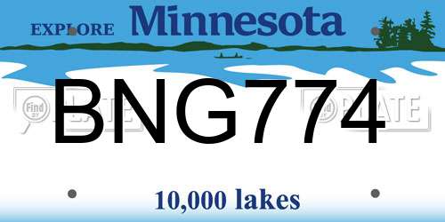 BNG774 Minnesota License Plate