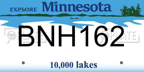BNH162 Minnesota License Plate