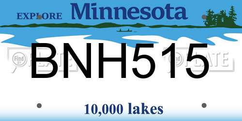 BNH515 Minnesota License Plate