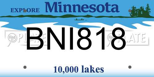 BNI818 Minnesota License Plate