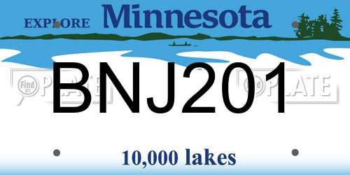 BNJ201 Minnesota License Plate