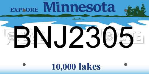 BNJ2305 Minnesota License Plate
