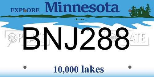 BNJ288 Minnesota License Plate