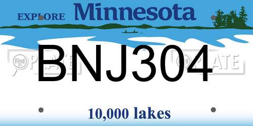 BNJ304 Minnesota License Plate