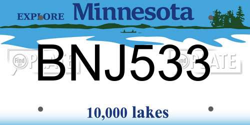 BNJ533 Minnesota License Plate