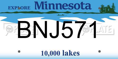BNJ571 Minnesota License Plate