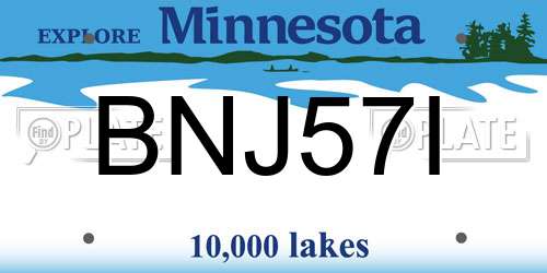 BNJ57I Minnesota License Plate