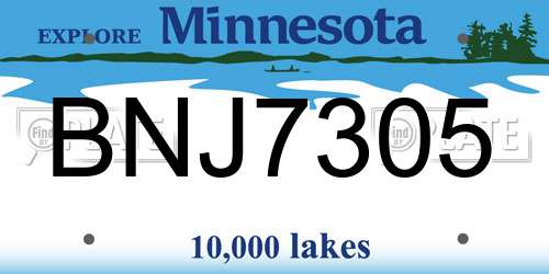 BNJ7305 Minnesota License Plate