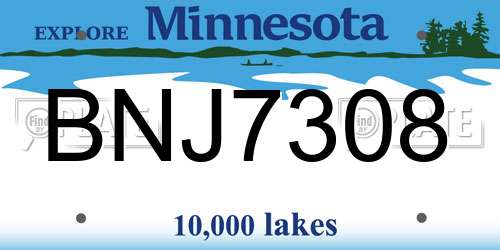 BNJ7308 Minnesota License Plate