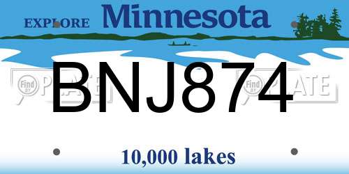 BNJ874 Minnesota License Plate