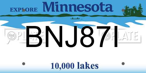 BNJ87I Minnesota License Plate