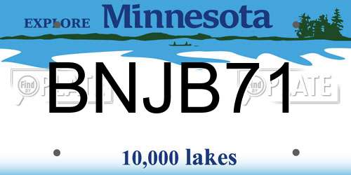 BNJB71 Minnesota License Plate