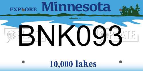 BNK093 Minnesota License Plate
