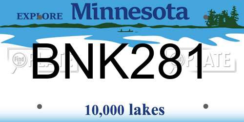 BNK281 Minnesota License Plate