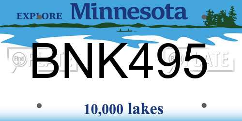 BNK495 Minnesota License Plate