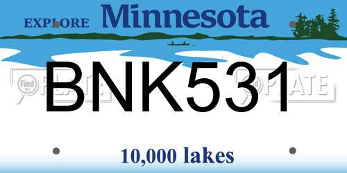 BNK531 Minnesota License Plate