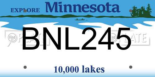 BNL245 Minnesota License Plate