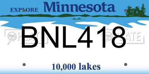 BNL418 Minnesota License Plate