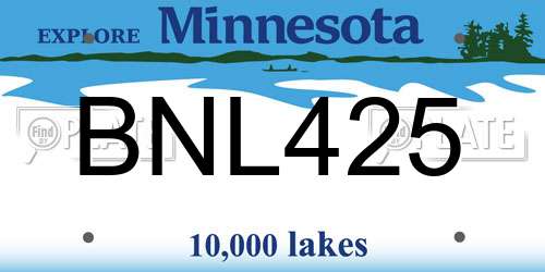 BNL425 Minnesota License Plate
