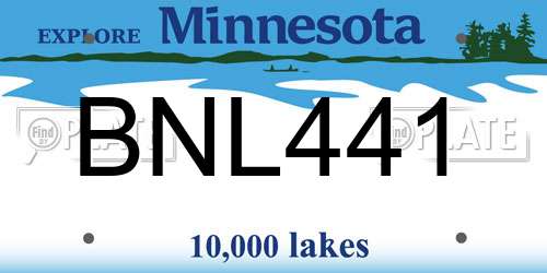 BNL441 Minnesota License Plate